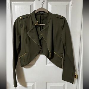 Shinestar Olive Utility Jacket with Gold Accents